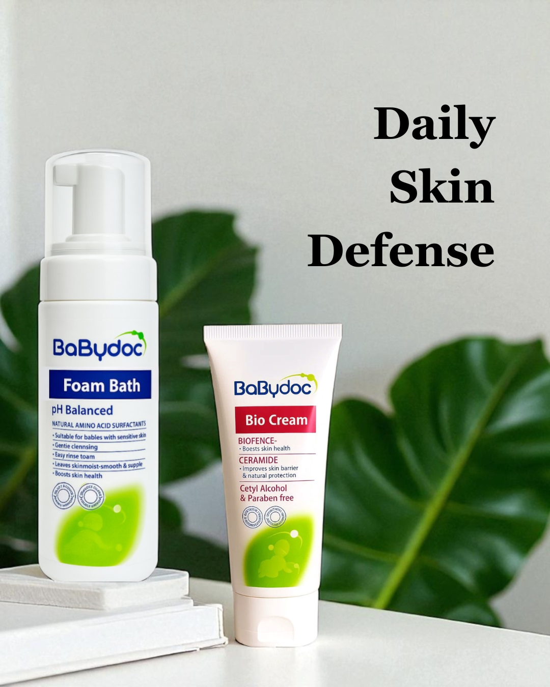 BabyDoc Foam Bath and Babyoc Bio cream Daily Skin defense and Eczema Care