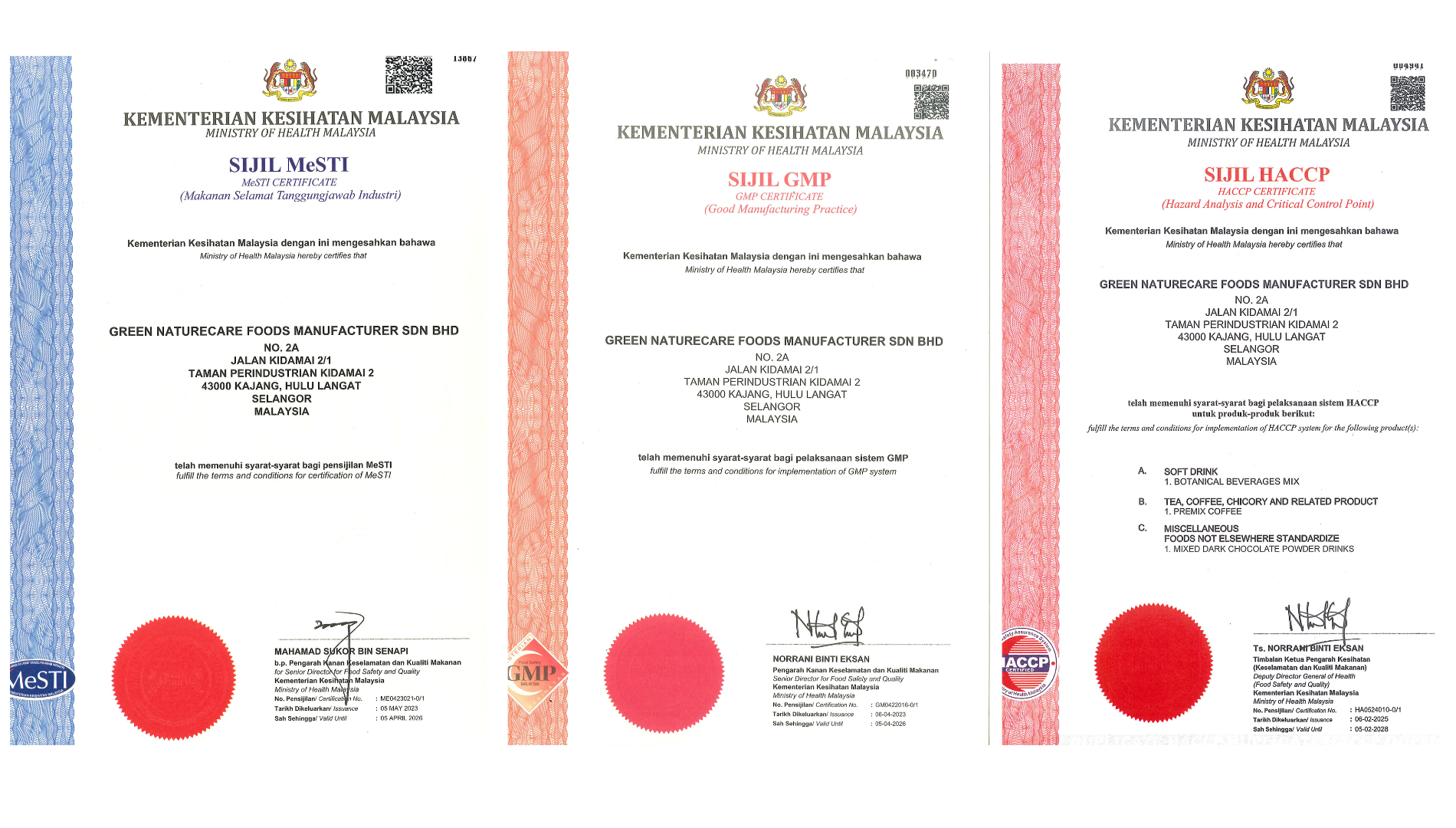 Vitaux Fiber KKM,GMP and HACCP approved